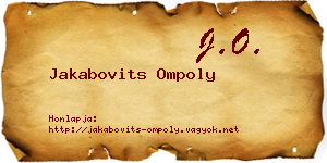 Jakabovits Ompoly névjegykártya